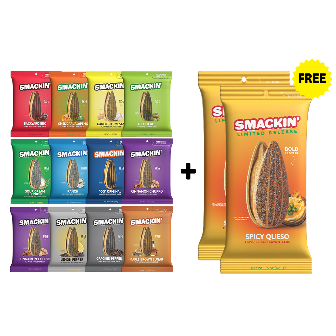 2 FREE SPICY QUESO Bags + 12 Bag Variety Pack