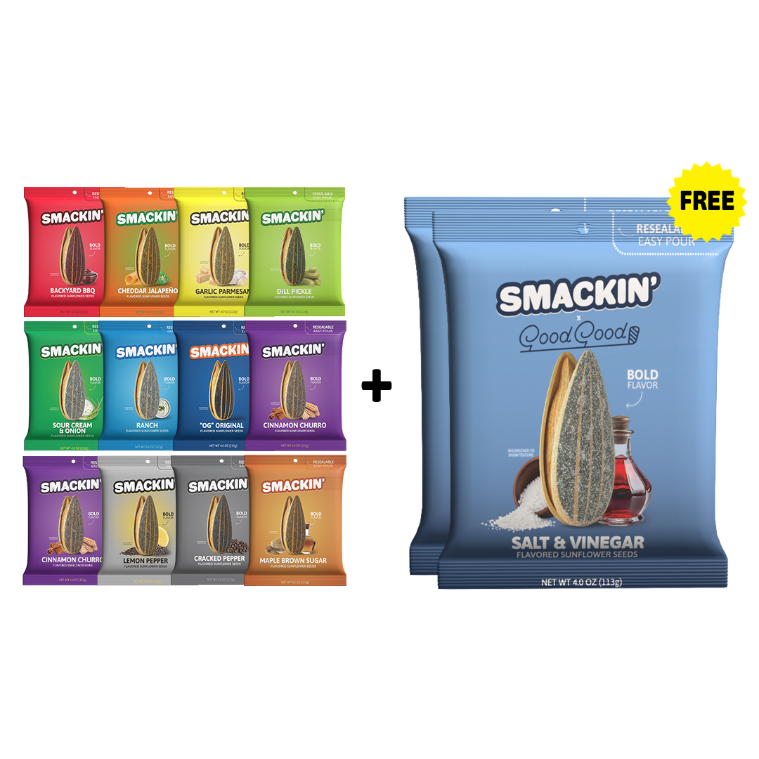 2 FREE SALT & VINEGAR Bags + 12 Bag Variety Pack
